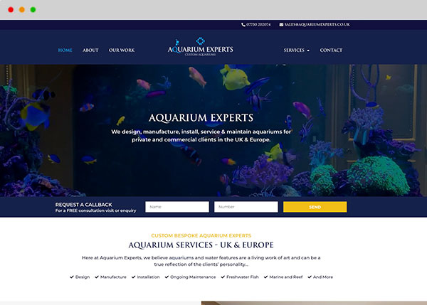 aquarium website design